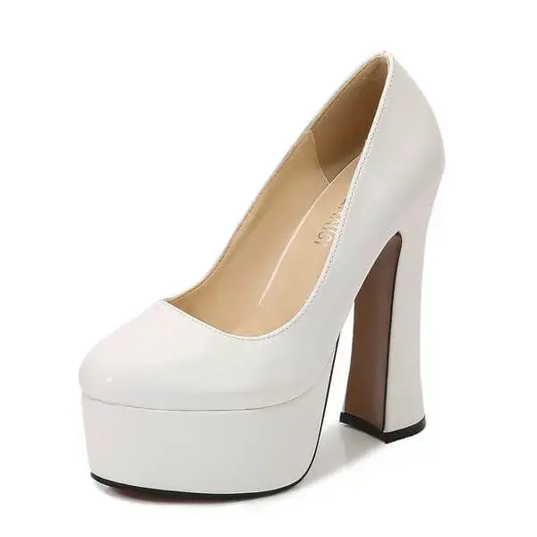 Jushicloth Women Plus Size Fashion Sexy Thick-Soled Chunky Heel Platform Round-Toe High-Heeled Shoes Wedges